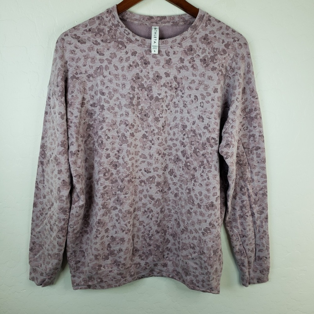Athleta Sweatshirt Women's Size Small Studio to Street Splatter Pink Long Sleeve